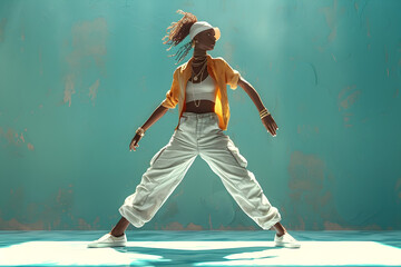 African Woman Dancing in Hip-Hop Style Illustration