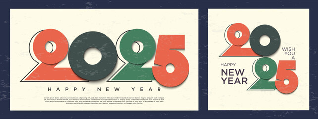 2025 typography number logo design concept. Happy new year 2025 logo design. greeting concept for 2025 new year celebration.