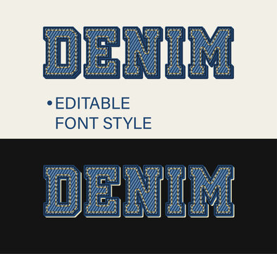 Editable text effect in denim vintage style