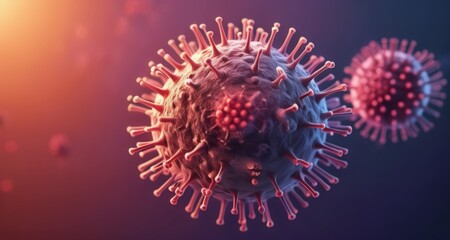  Viral threat - A microscopic view of a virus with spikes - obrazy, fototapety, plakaty