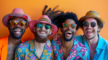 Friends Smiling in Colorful Outfits with Maximalist Style