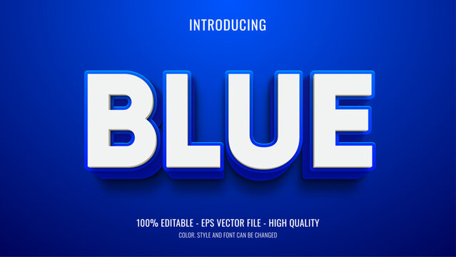 Editable blue text effect with 3d style