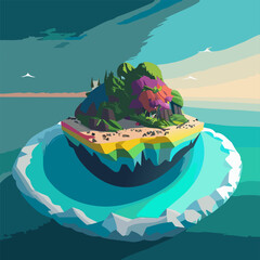 Small island in the ocean 3D rendering