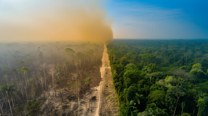 Fototapeta na wymiar A Tale of Two Futures: Visualizing Deforestation's Climate Impact