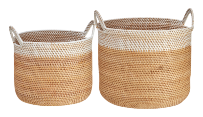 Cloth basket set cut out isolated transparent background