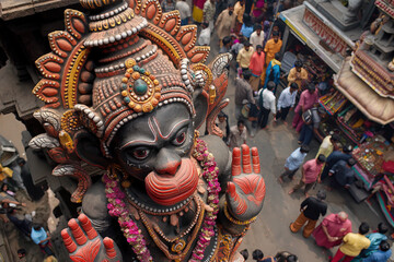 Fototapeta premium Huge Hanuman statue, aerial scenic view