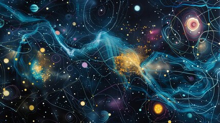 Fototapeta premium Abstract Orbits and Particles in Space. Space background