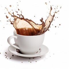 Ceramic cup with splashing coffee.