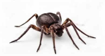 Fototapeta premium Close-up of a large, hairy spider on a white background