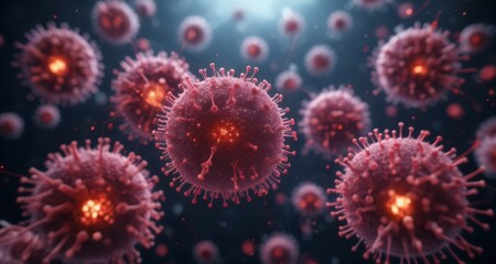 Obraz na płótnie Canvas Viral Infection - A Closer Look at the Microscopic Battle