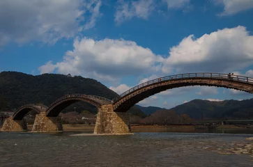 Tableaux ronds sur plexiglas Le pont Kintai 初夏の錦帯橋