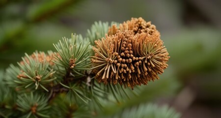  Nature's intricate beauty - A close-up of a pine cone and needles