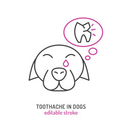 Toothache in dogs. Linear icon, pictogram, symbol.
