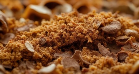  Close-up of a delicious dessert with a crunchy topping