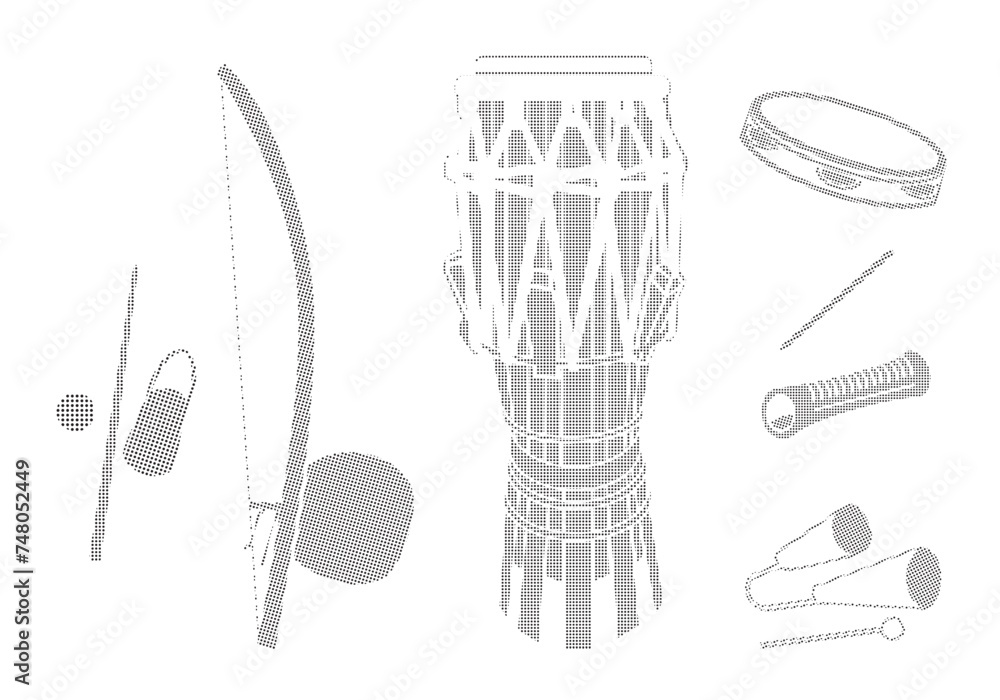 Canvas Prints set of musical instruments used in brazilian sport music called capoeira with caxixi, berimbau, atab