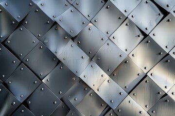 Metal background with rivets and rhombus.