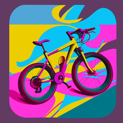 Fototapeta premium Illustration of a bicycle, on a colorful background