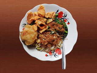 Lotek. foods made from boiled vegetables, grocery, tofu, which are sprinkled with peanut sauce and crackers. Traditional Indonesian Food.