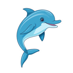 Vector illustration. Cheerful funny dolphin on a white background.