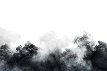 black smoke isolated on white background.