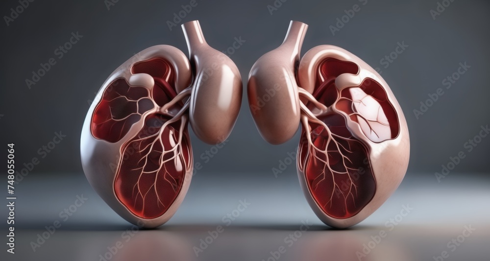 Poster 3d rendering of human lungs with detailed internal structure