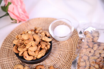Grilled cashew nuts in a bowl
