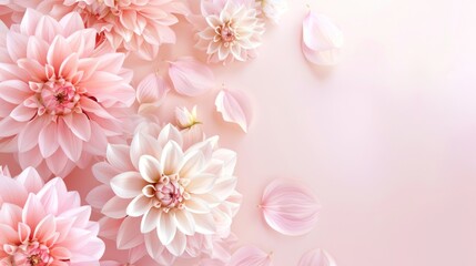 Delicate pink dahlias on a soft background, expressing gentleness, beauty, and harmony