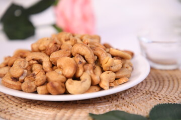 Grilled cashew nuts in a bowl