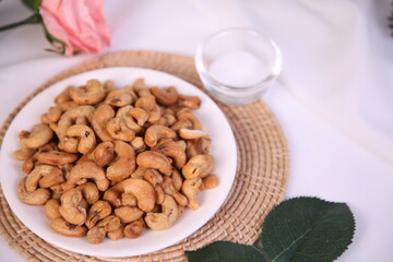 Grilled cashew nuts in a bowl