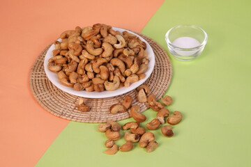 Grilled cashew nuts in a bowl