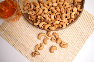 Grilled cashew nuts in a bowl