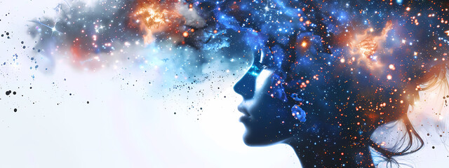 Obraz na płótnie Canvas Cosmic Creativity: The Universe Within a Woman's Mind