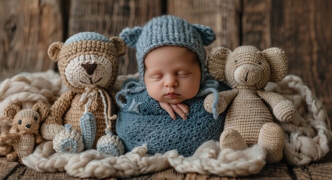 baby teddy bear newborn session wylie