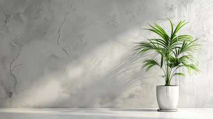 Photo sur Plexiglas Mur chinois Minimalistic interior with a potted palm plant, great for concepts on interior design and home decor