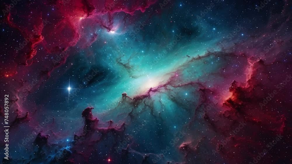 Wall mural colorful space nebula with stars, created with some elements made with generative ai