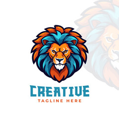 Colorful Gaming mascot editable vector logo. Colorful Lion mascot illustration logo