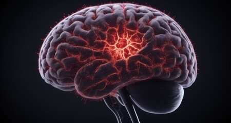 Obraz premium Explosive Brain Activity - A Visual Representation of Neural Firing