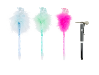 Feather pen set cut out isolated transparent background