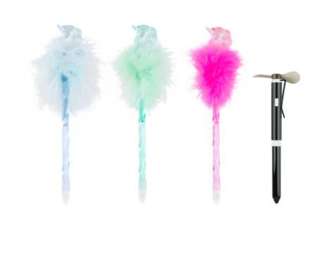 Feather pen set cut out isolated transparent background