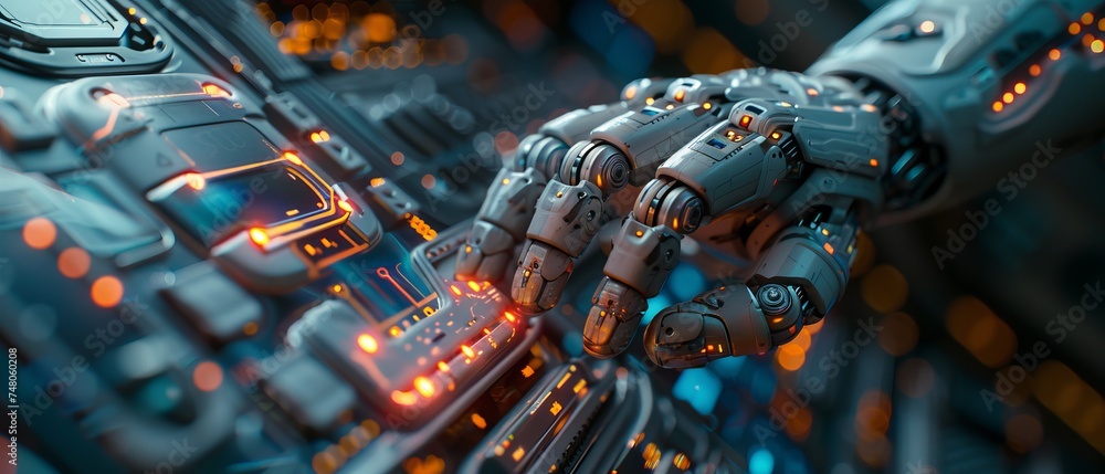 Aufkleber Smart robot AI technology is used to support and assist in chatbot, chat ai, generating images, writing code, and data analysis through the use of the website or software technology AI.