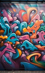 An abstract photo of a colorful graffiti mural, Generative AI