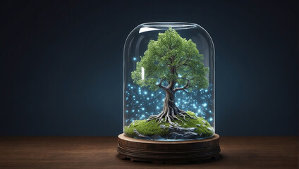 Beautiful Crystal Jar inside a tree