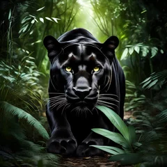 Tuinposter a black panther in the jungle in wild  © RJ