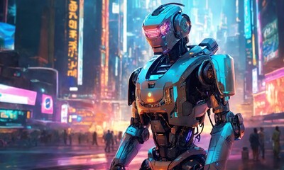 concept of machine learning or artificial intelligence technology, graphic of robot