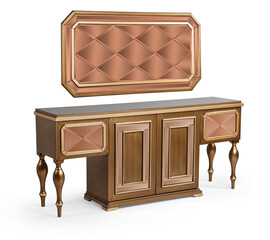 wooden console isolated on white background . corner view