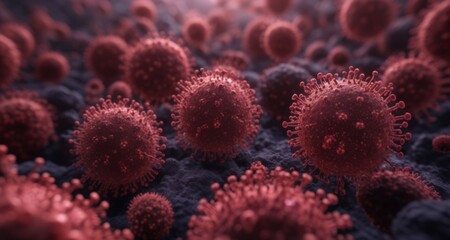 Naklejka na ściany i meble Viral outbreak - A microscopic view of a pandemic threat