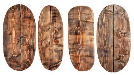 set of oval wooden blanks boards isolated on white or transparent png