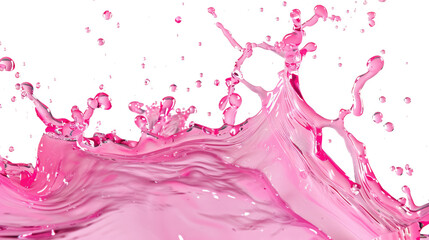 pink water splashing isolated on white or transparent png - Powered by Adobe