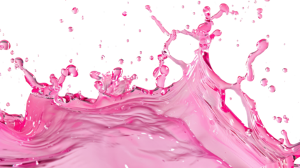 pink water splashing isolated on white or transparent png