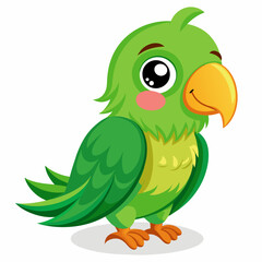 Cute Green Parrot cartoon vector illustration
